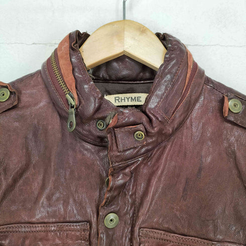 RHYME   ラムレザースタンドカラージャケット メンズ  L